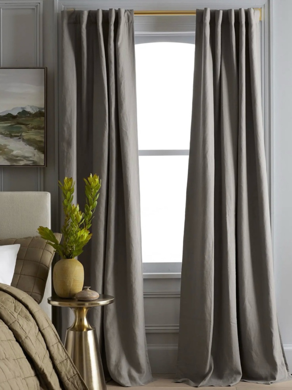 Quince European Linen Room Darkening Panels. (2 panels) 48x96 in Grey